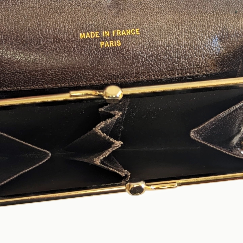 Vintage 1980s Brown Genuine Leather Wallet A'DORO Made in France - Picture 11 of 13